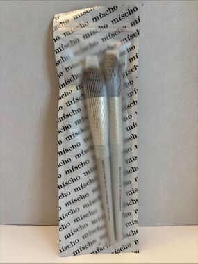 Mischo Silver Beauty Brush Duo - Silver Handle Makeup Brushes